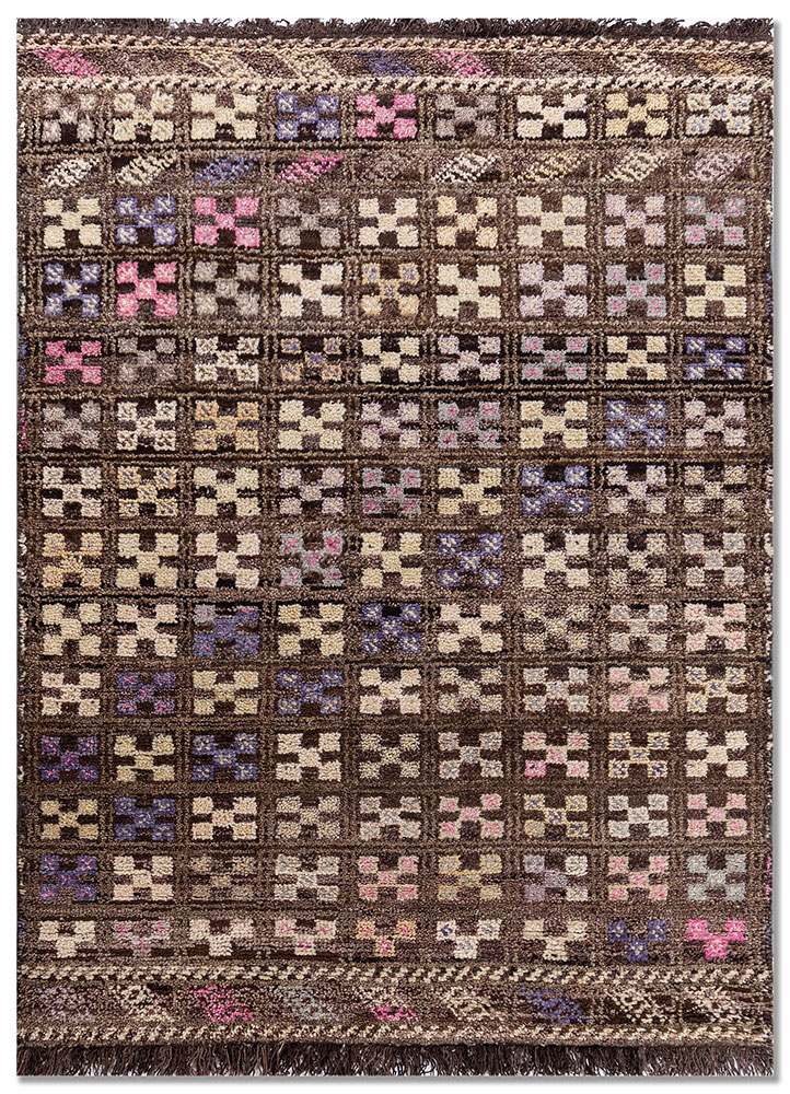 nuray grey and black wool hand knotted Rug - HeadShot