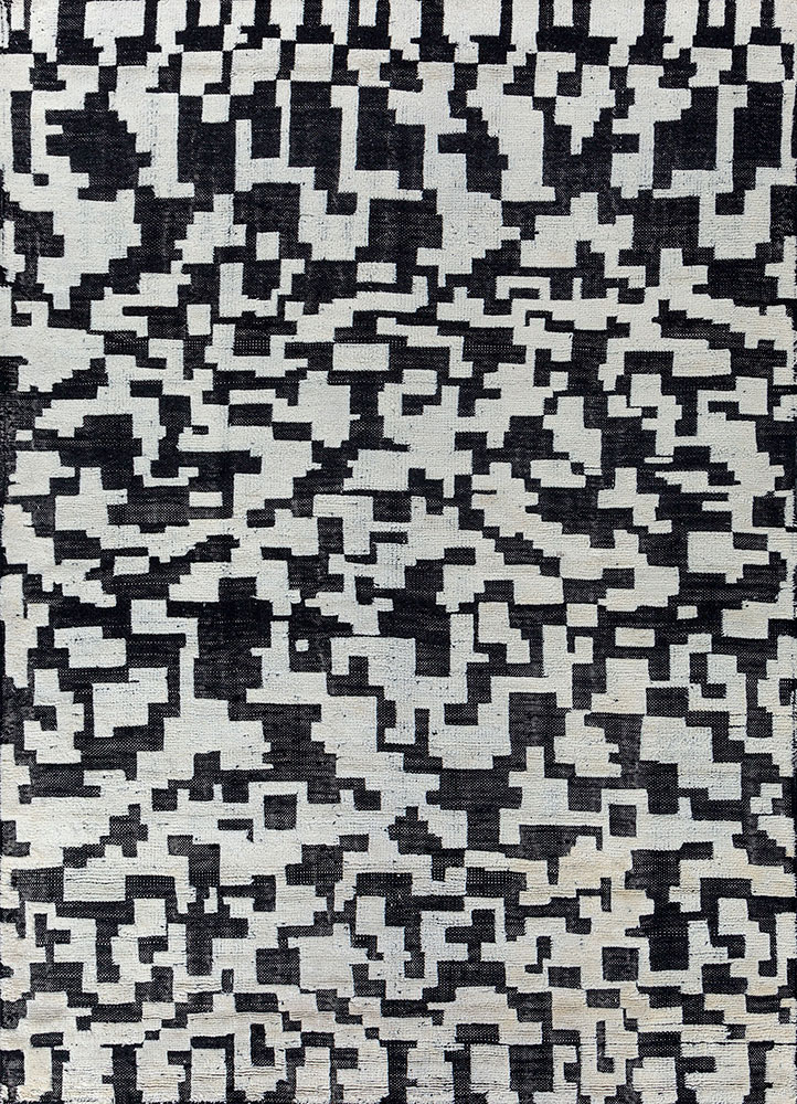 manifest grey and black wool hand knotted Rug - HeadShot