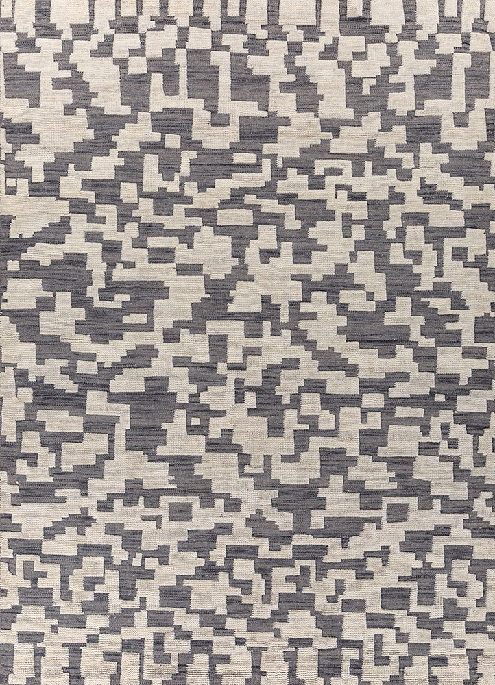 manifest grey and black wool hand knotted Rug - HeadShot