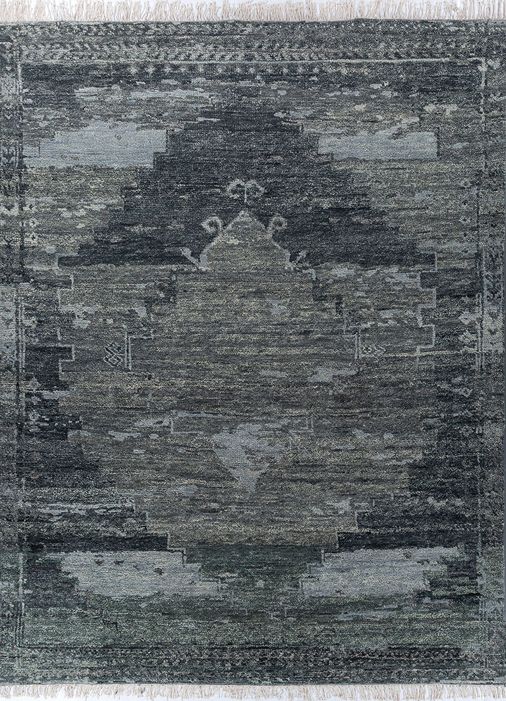 viscaya blue wool hand knotted Rug - HeadShot