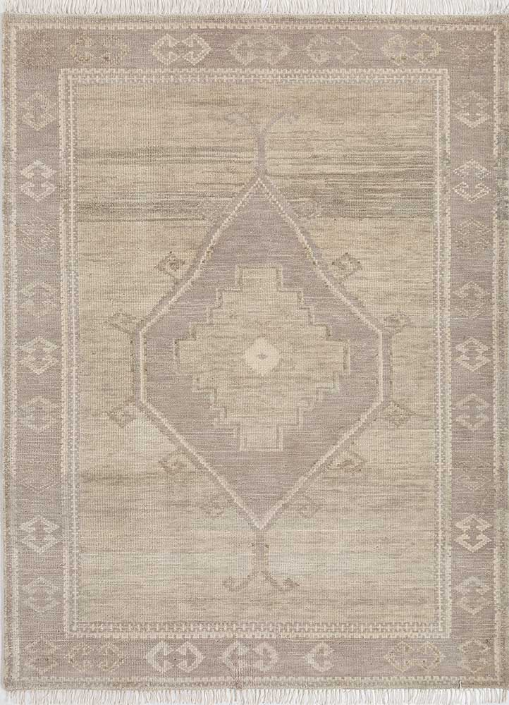 thyme beige and brown wool hand knotted Rug - HeadShot