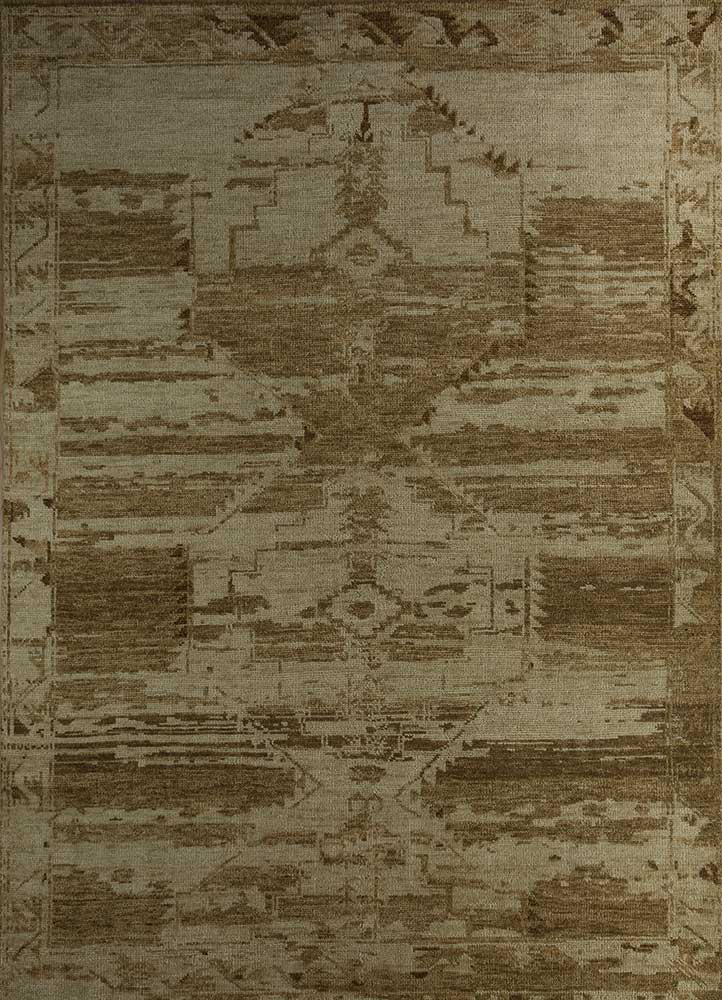 manifest gold wool hand knotted Rug - HeadShot