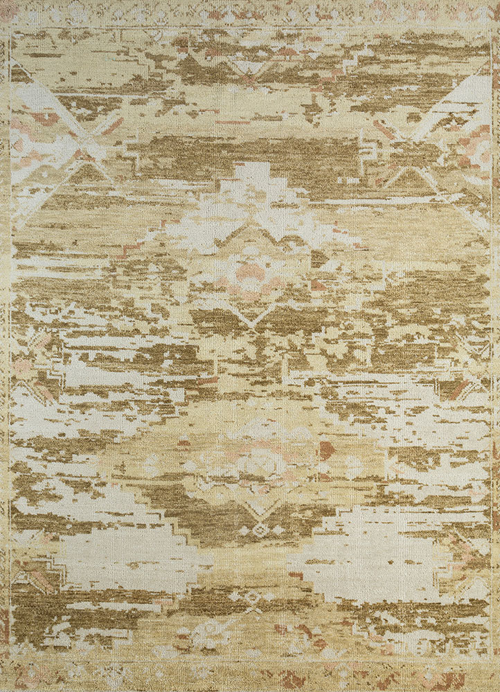 viscaya beige and brown wool hand knotted Rug - HeadShot