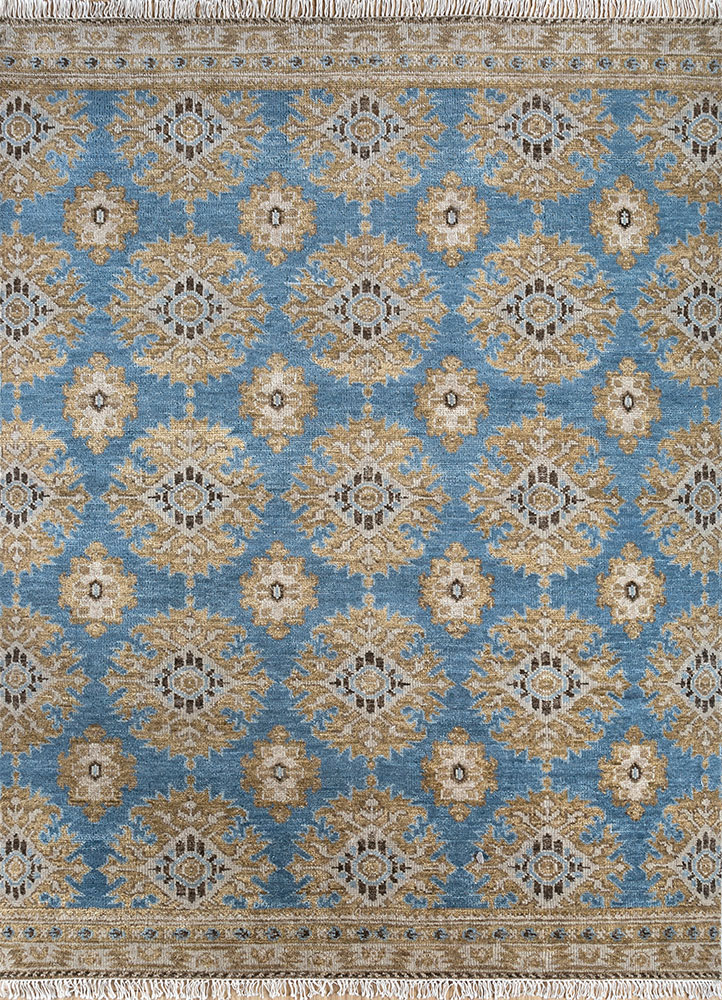 savana gold wool hand knotted Rug - HeadShot