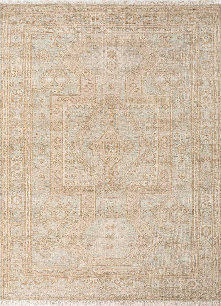 thyme ivory wool hand knotted Rug - HeadShot