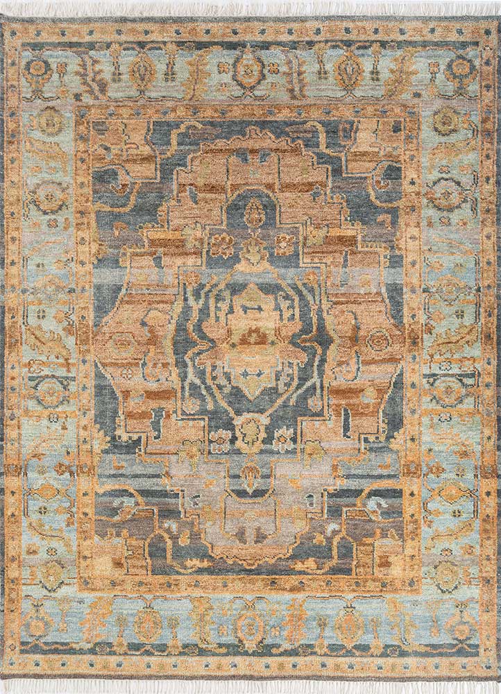 viscaya blue wool hand knotted Rug - HeadShot