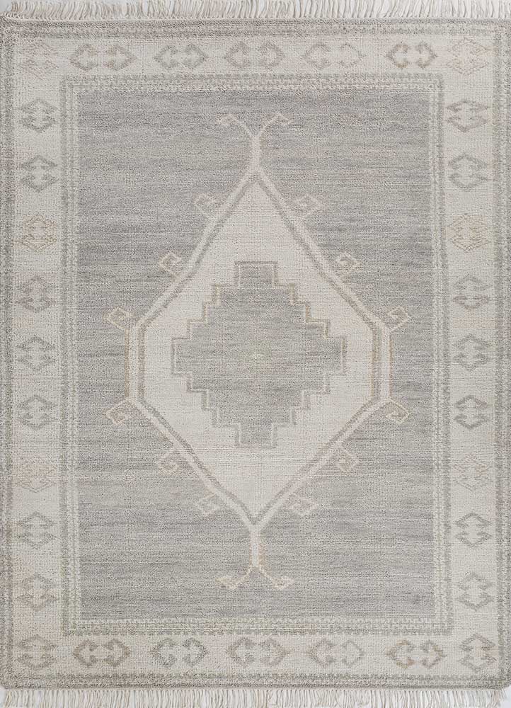 thyme ivory wool hand knotted Rug - HeadShot
