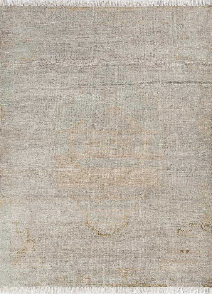 thyme ivory wool hand knotted Rug - HeadShot