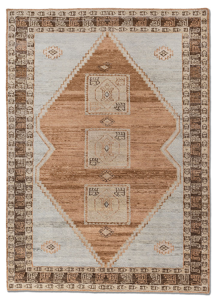 thyme red and orange wool hand knotted Rug - HeadShot