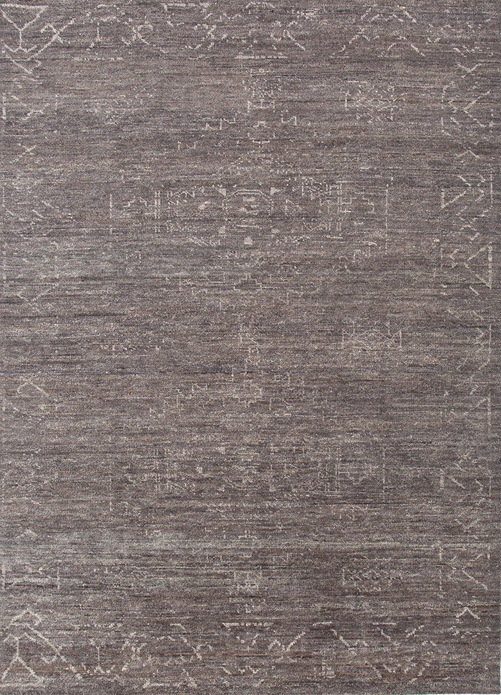 thyme grey and black wool hand knotted Rug - HeadShot