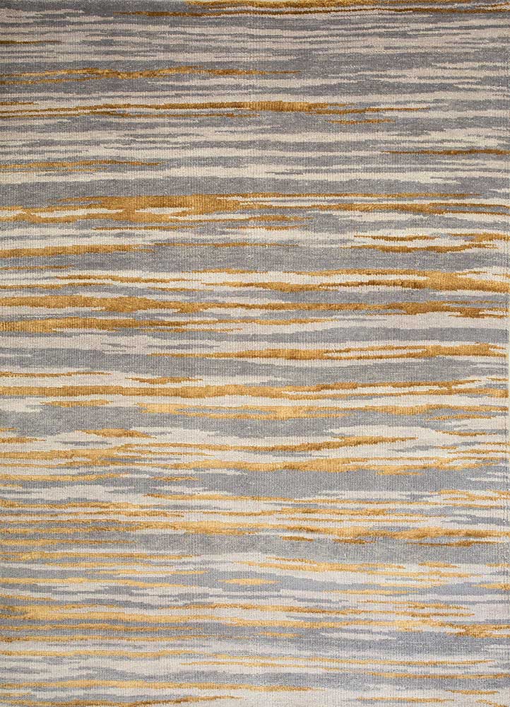 clan grey and black wool and bamboo silk hand knotted Rug - HeadShot