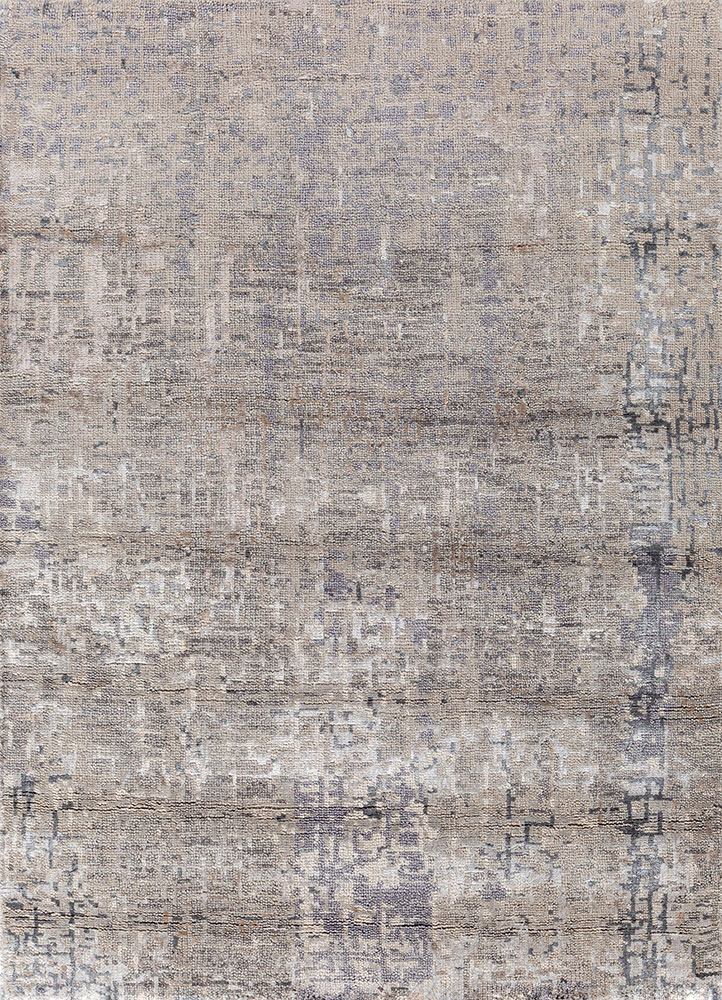 uvenuti grey and black wool and bamboo silk hand knotted Rug - HeadShot