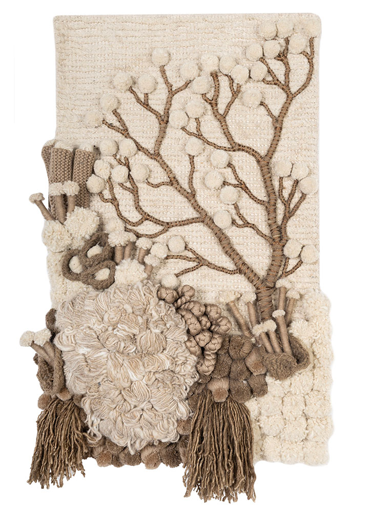 wall installation ivory wool & bamboo silk & zari wall art WALL ART & TAPESTRY - HeadShot