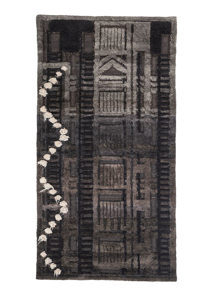 blythe blue wool and bamboo silk hand knotted WALL ART & TAPESTRY - HeadShot