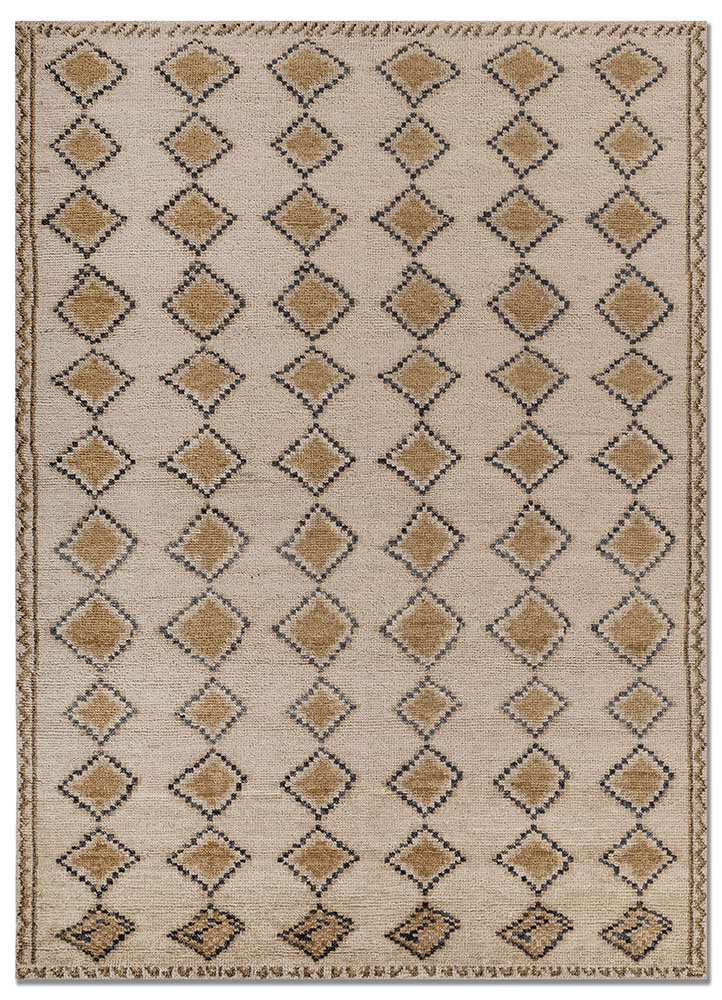 thyme beige and brown wool hand knotted Rug - HeadShot