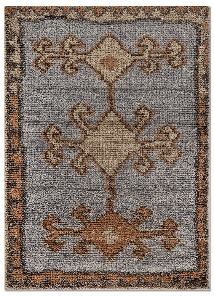 thyme blue wool hand knotted Rug - HeadShot