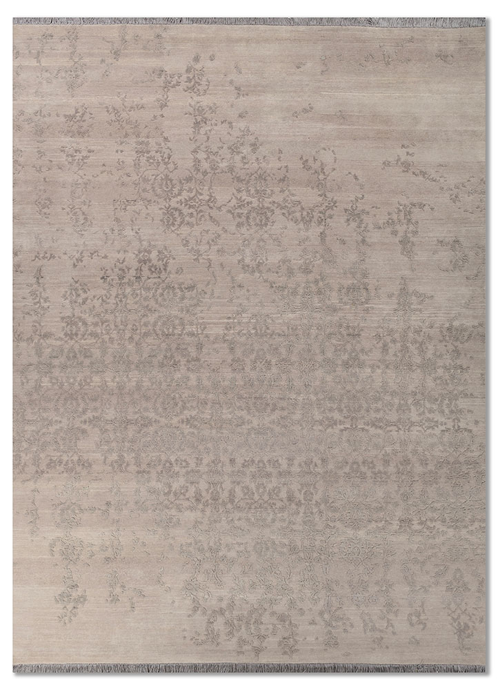 pansy beige and brown wool hand knotted Rug - HeadShot