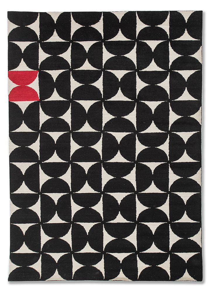 aprezo grey and black wool hand knotted Rug - HeadShot
