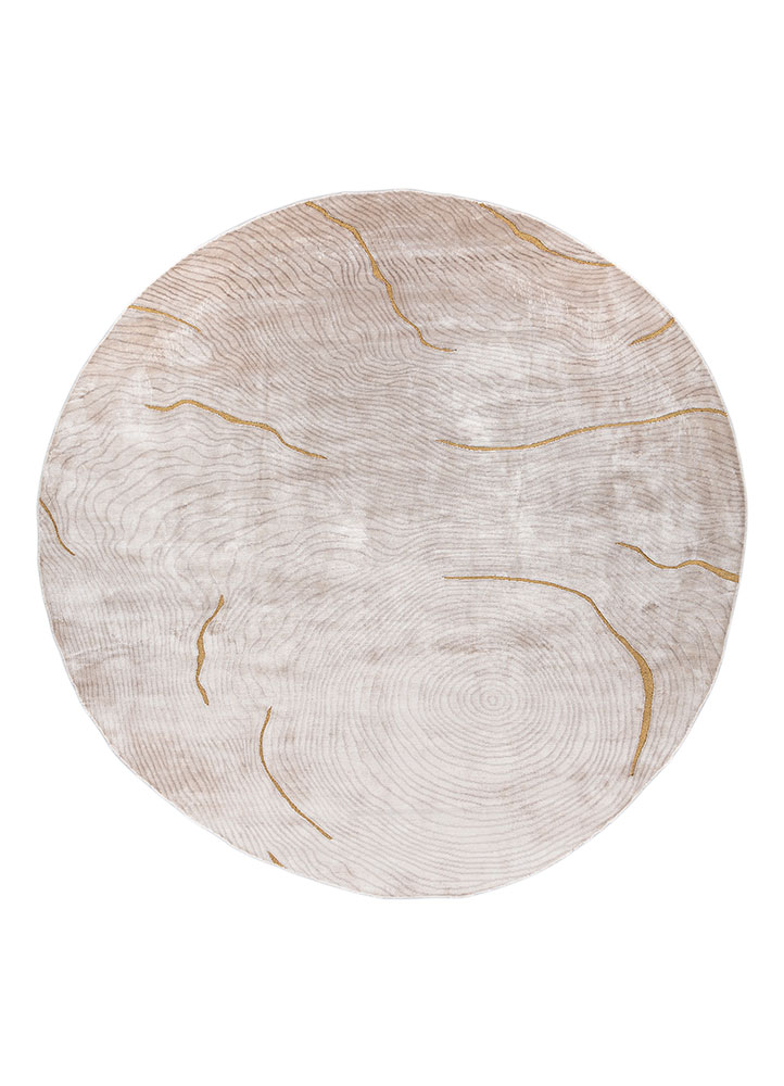 azalea ivory bamboo silk and zari hand knotted Rug - HeadShot