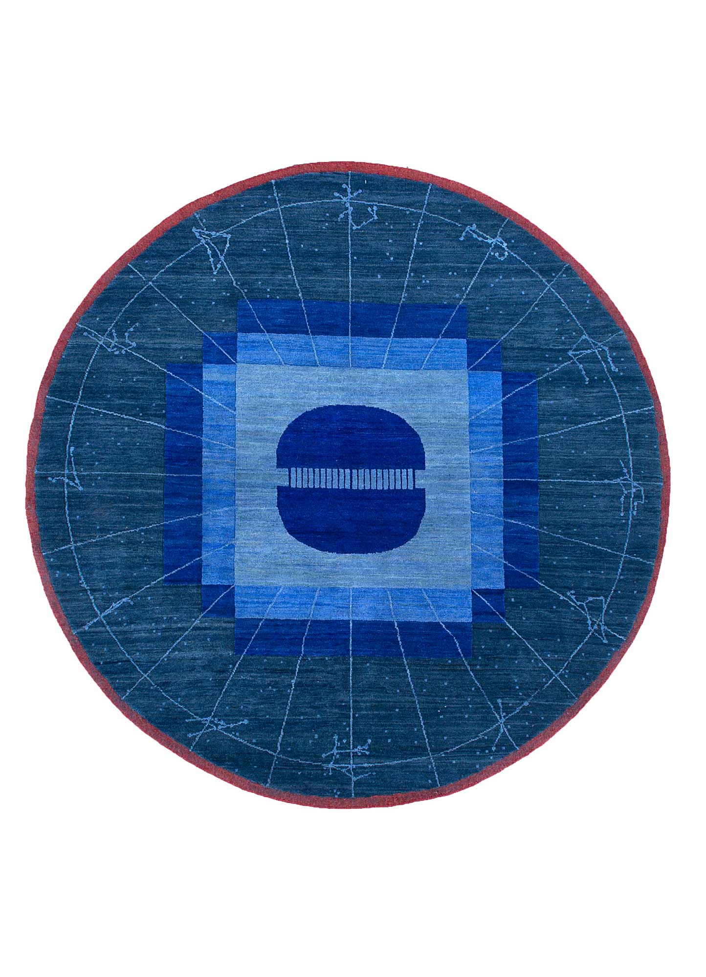 brahmaand blue wool hand knotted Rug - HeadShot