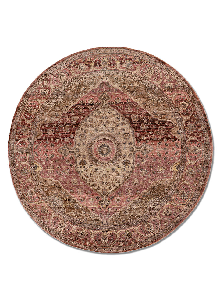 someplace in time red and orange afghan wool hand knotted Rug - HeadShot