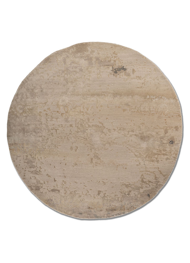 chaos theory by kavi ivory wool and bamboo silk hand knotted Rug - HeadShot