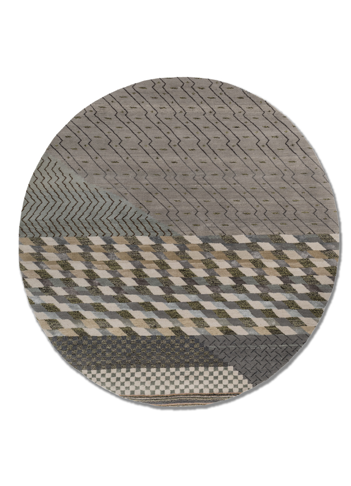 manchaha blue wool and bamboo silk hand knotted Rug - HeadShot