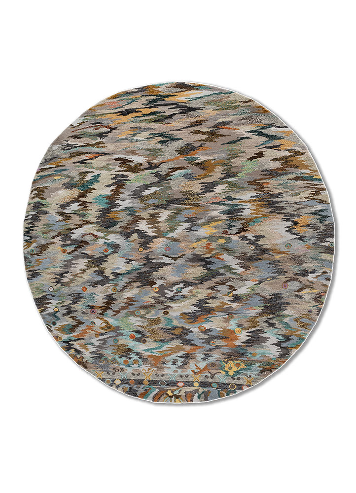 manchaha grey and black wool and bamboo silk hand knotted Rug - HeadShot