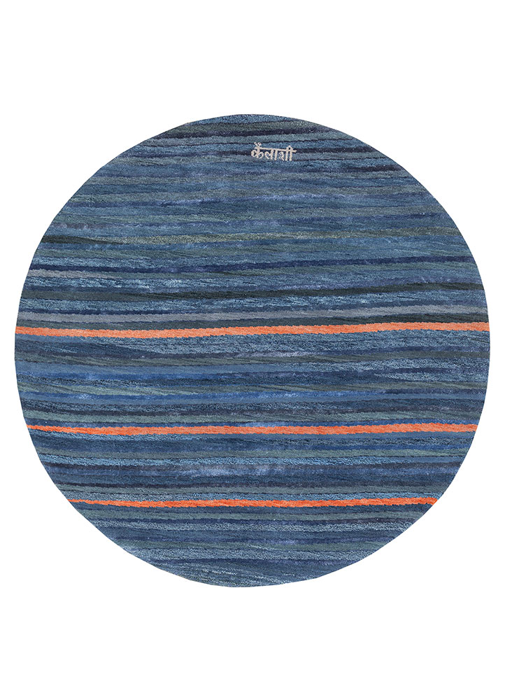 manchaha blue wool and bamboo silk hand knotted Rug - HeadShot