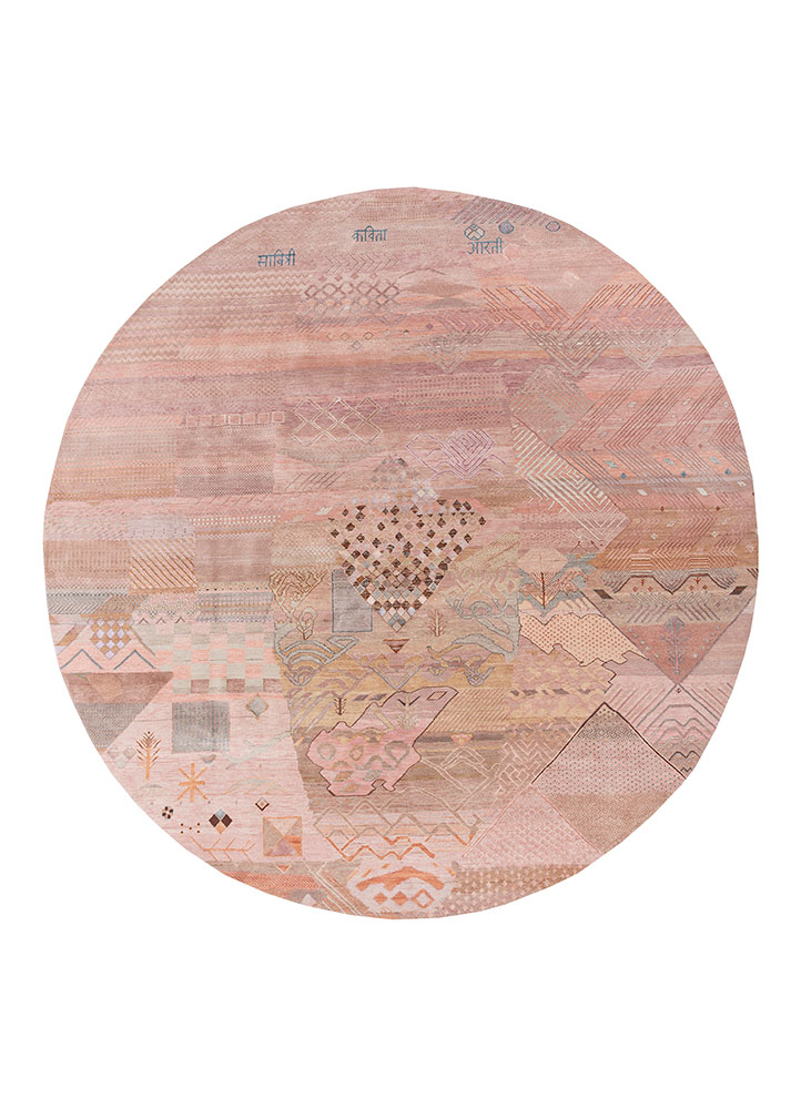 manchaha pink and purple wool and bamboo silk hand knotted Rug - HeadShot