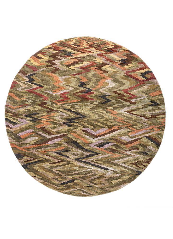 manchaha green wool and bamboo silk hand knotted Rug - HeadShot