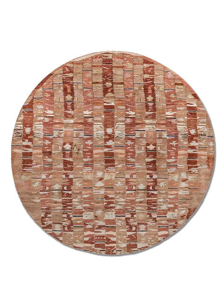 manchaha red and orange wool and bamboo silk hand knotted Rug - HeadShot