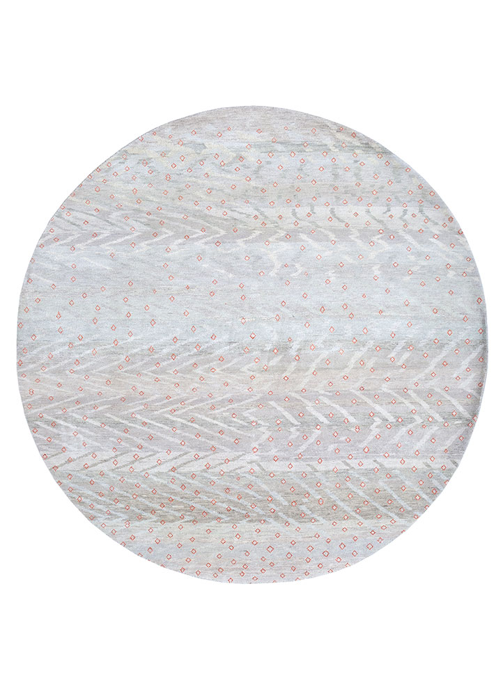 manchaha ivory wool and silk hand knotted Rug - HeadShot