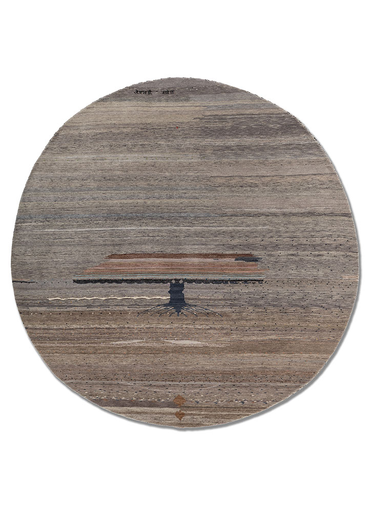 freedom manchaha grey and black wool and silk hand knotted Rug - HeadShot