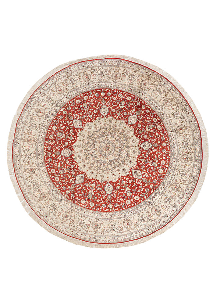 gulmarg red and orange silk hand knotted Rug - HeadShot