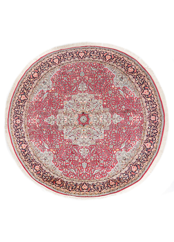 gulmarg red and orange silk hand knotted Rug - HeadShot