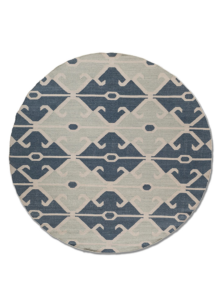 bedouin blue wool flat weaves Rug - HeadShot