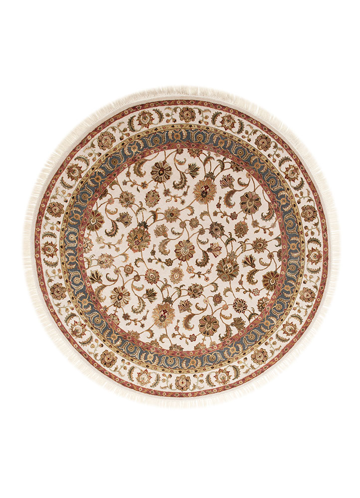 aurora ivory wool and silk hand knotted Rug - HeadShot