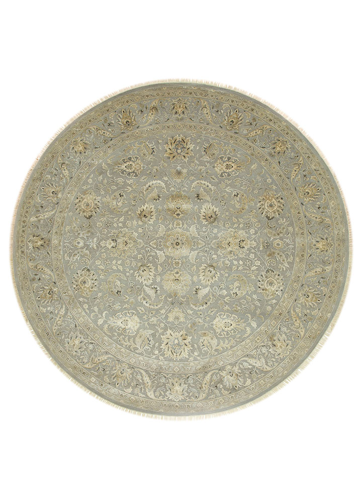 aurora grey and black wool and silk hand knotted Rug - HeadShot