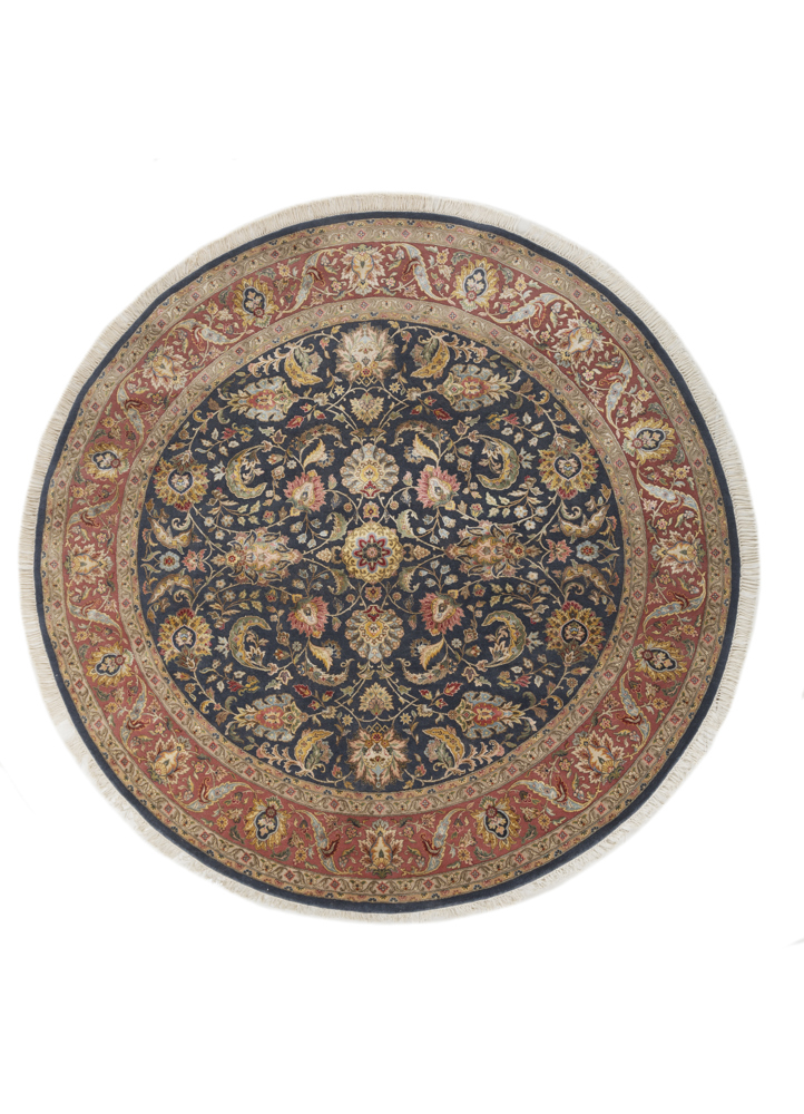 aurora blue wool and silk hand knotted Rug - HeadShot