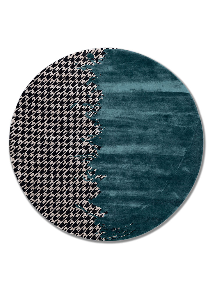 adrift blue wool and viscose hand tufted Rug - HeadShot