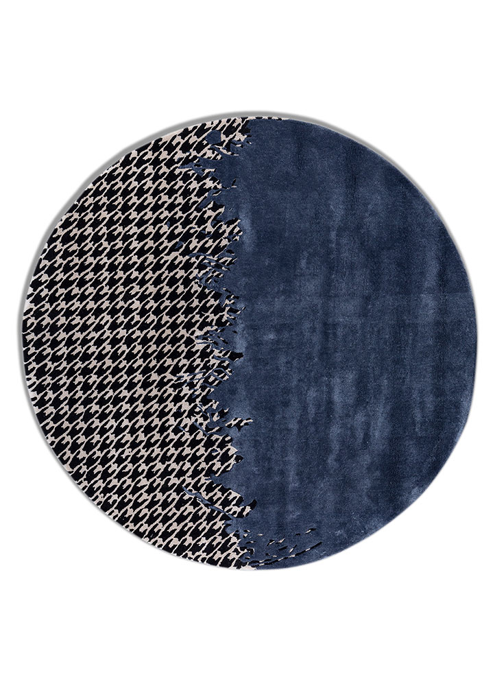 adrift blue wool and viscose hand tufted Rug - HeadShot