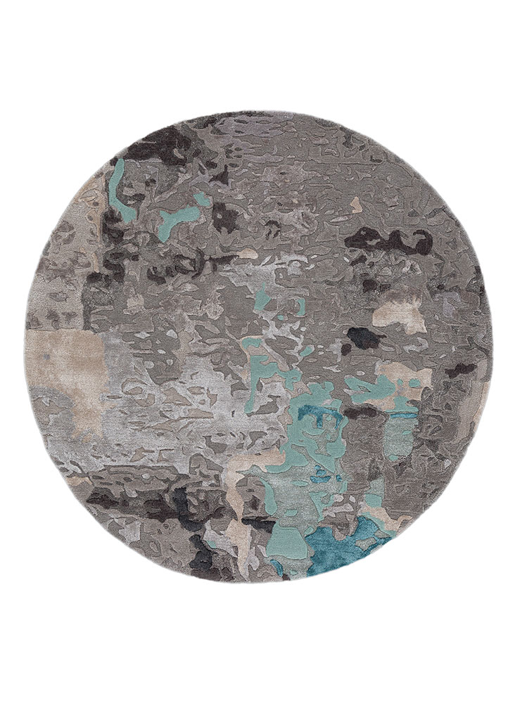 white noise grey and black wool and viscose hand tufted Rug - HeadShot