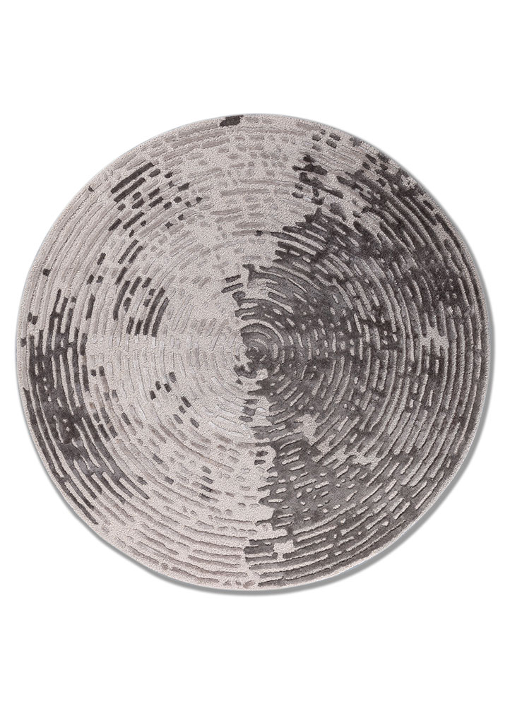 white noise ivory wool and viscose hand tufted Rug - HeadShot