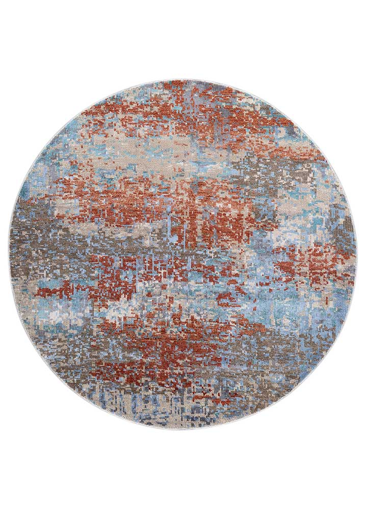 blythe beige and brown wool and bamboo silk hand knotted Rug - HeadShot