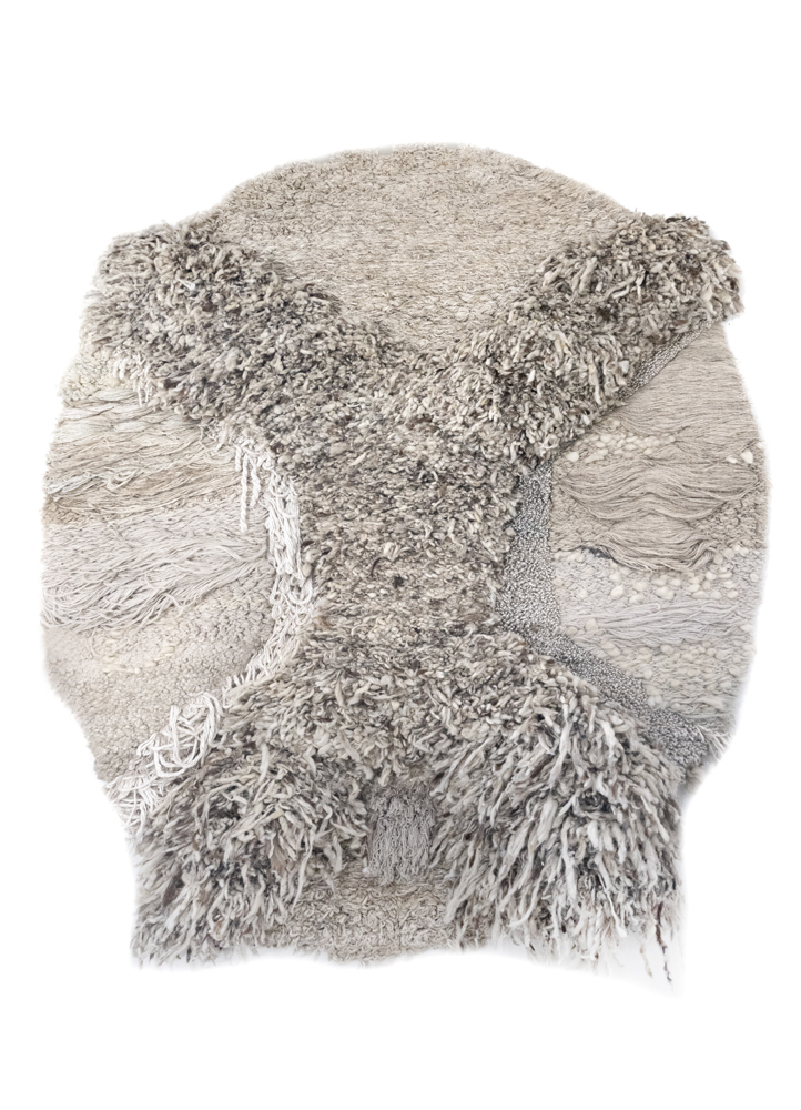 wall installation ivory wool and bamboo silk hand knotted WALL ART & TAPESTRY - HeadShot