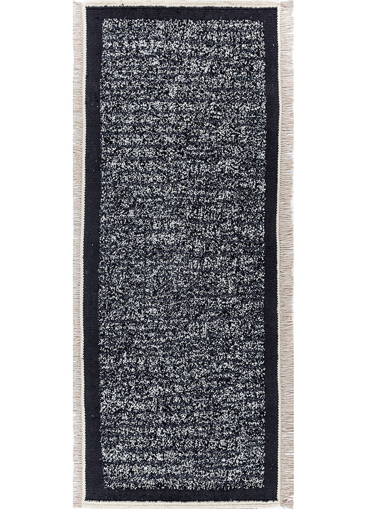 atelier grey and black wool flat weaves Rug - HeadShot