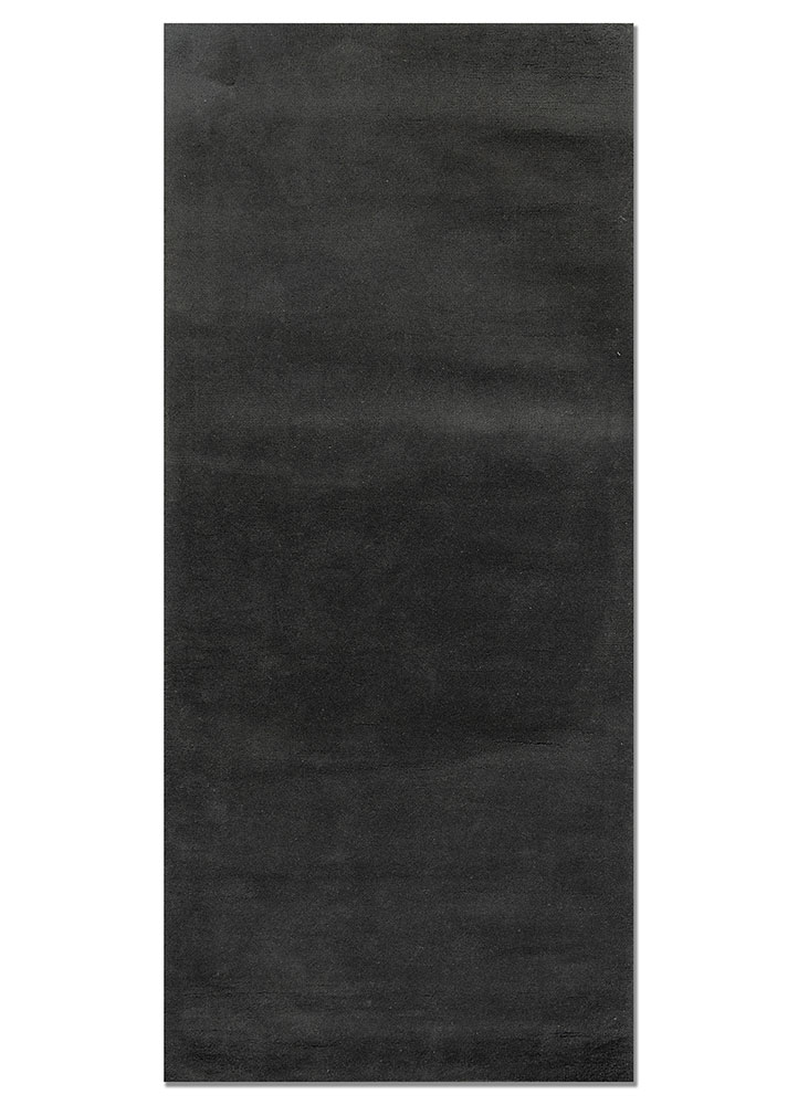 linear grey and black wool hand tufted Rug - HeadShot