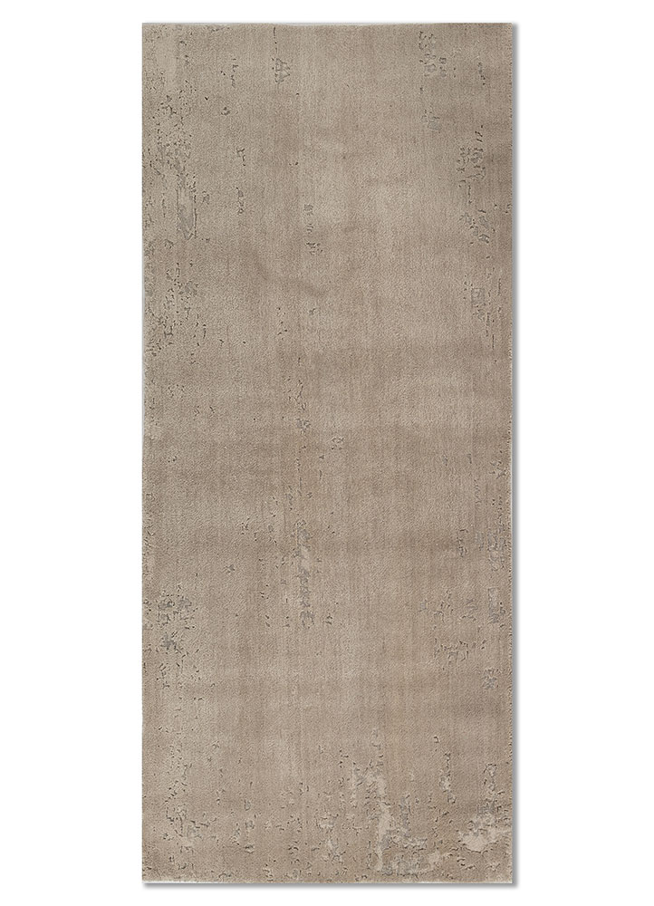 basis beige and brown wool and bamboo silk hand knotted Rug - HeadShot