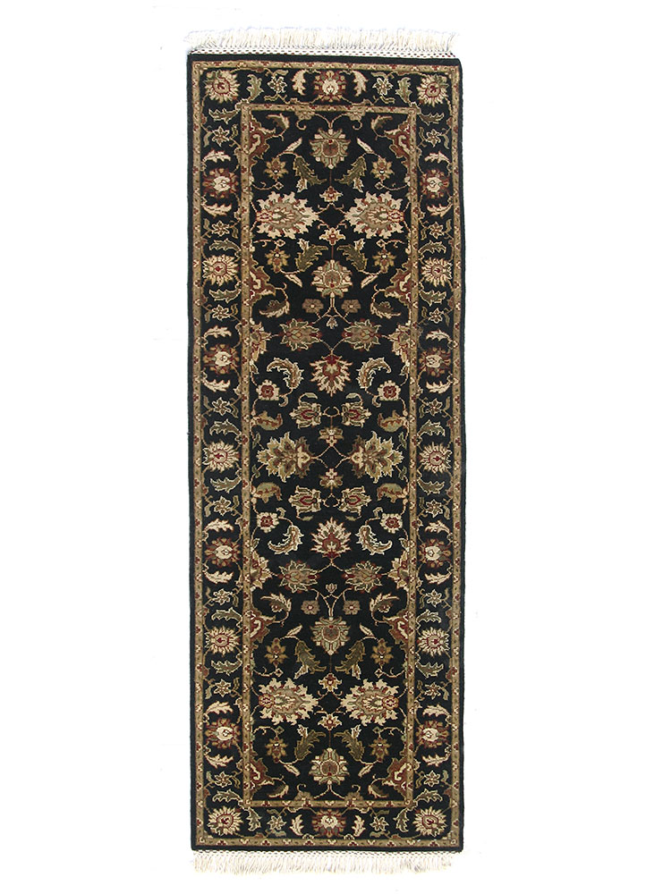 gulnar grey and black wool hand knotted Rug - HeadShot